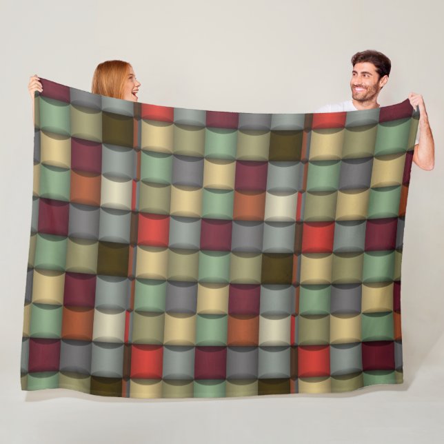 Polaire Couverture Pelucheuse Patchwork Géométrique (En situation)
