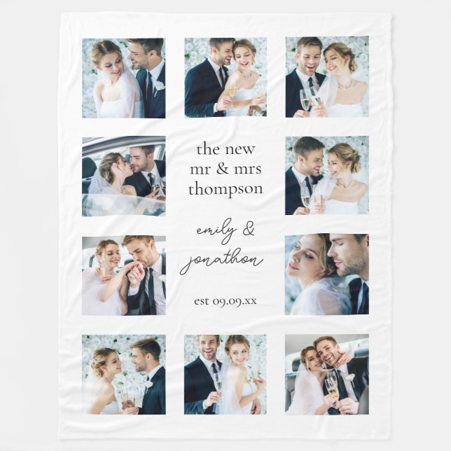 Polaire Couverture personnalisée avec 10 images Mariages (Devant)