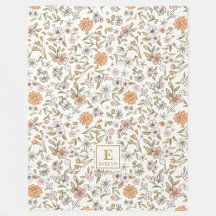 Couverture personnalisée avec monogramme de fleurs