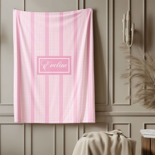 Polaire Couverture personnalisée classique rose à carreaux