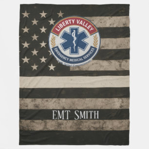 Polaire Couverture personnalisée EMT Thin White Line blanc
