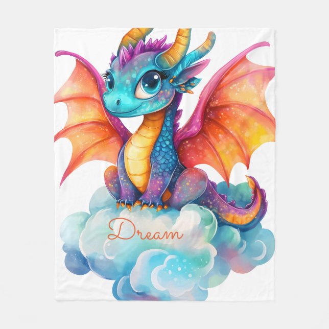 Polaire Couverture personnalisée fille dragon : Douce flan (Devant)