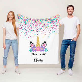 Polaire Couverture personnalisée Licorne Confettis – Point