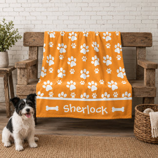 Polaire Couverture personnalisée orange pour chien confort