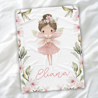Polaire Couverture personnalisée pour filles avec fée flor