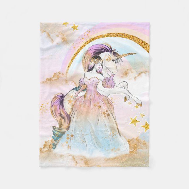 Polaire Couverture Princesse Licorne (Devant)