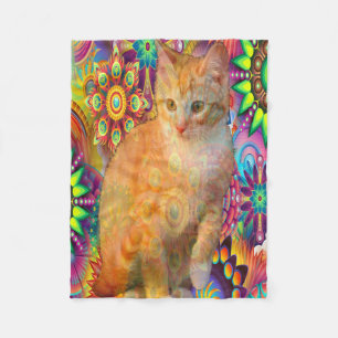Polaire Couverture psychédélique d'ouatine de chat, chat