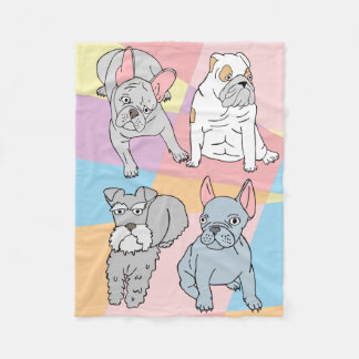 Polaire Couverture quatre chiens mignons