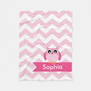 Polaire Couverture rose personnalisée d'ouatine de hibou