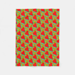 Polaire couverture rouge d'ouatine de coeurs