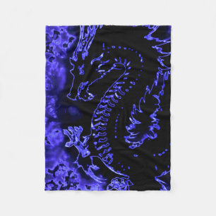 Polaire Couverture samouraï bleue de dragon d'esprit