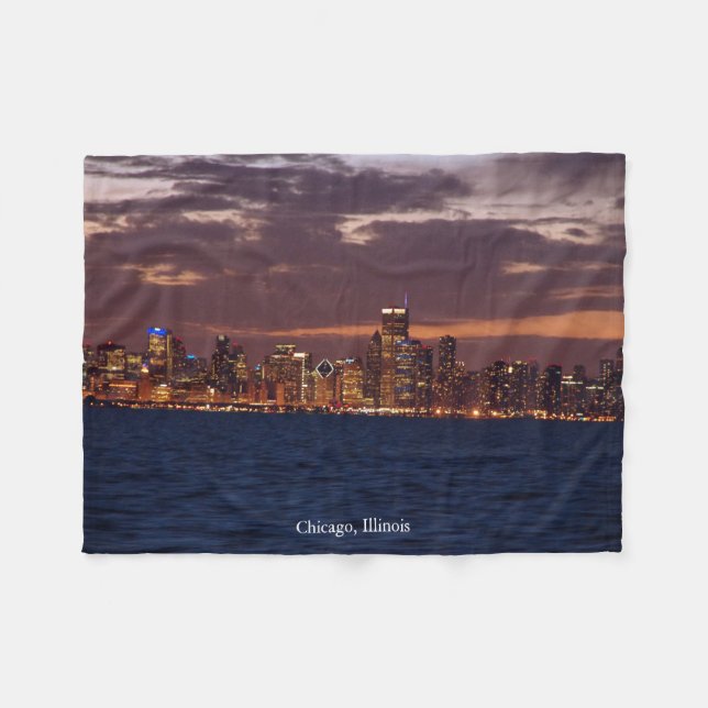 Polaire couverture Skyline de Chicago (Devant (Horizontal))