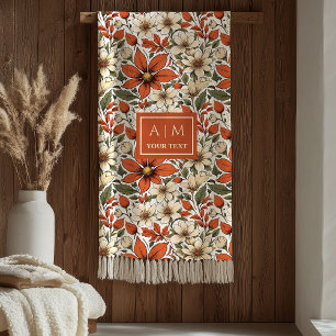 Polaire Couverture Terracotta Cuivre Florale Automnale Rus