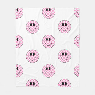 Polaire Couverture visage rose À damiers sourire