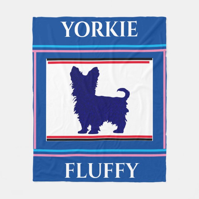 Polaire couverture Yorkie. Nom personnalisé. (Devant)