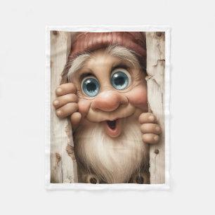 Polaire Curieux Gnome regardant sous la couverture en bois