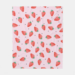 Polaire Cute Couverture De Fraise Avec Points Noirs, Rose