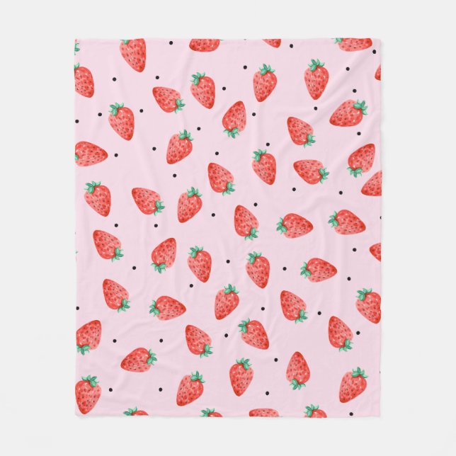 Polaire Cute Couverture De Fraise Avec Points Noirs, Rose (Devant)
