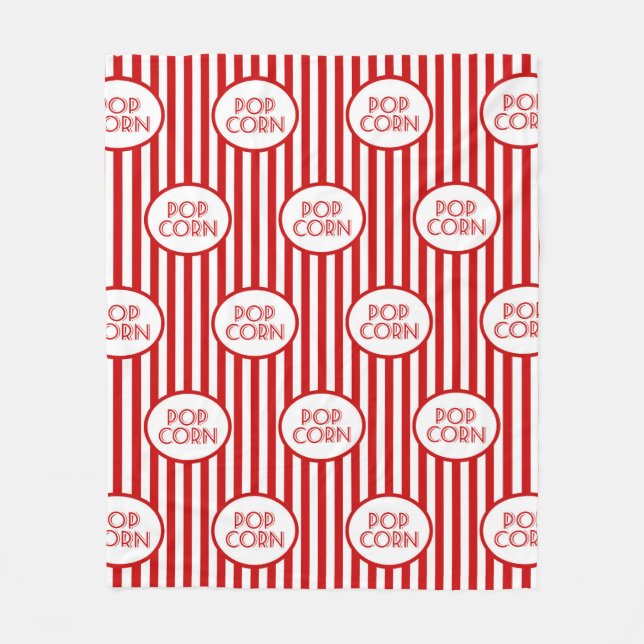 Polaire Cute Movie nuit pop-corn rouge blanc couverture (Devant)