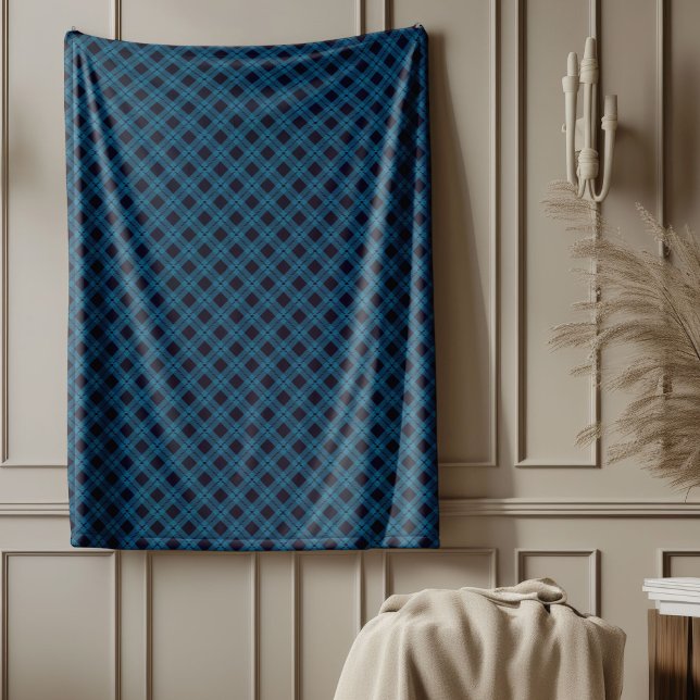 Polaire Doux bleu marine À damiers couverture Confort conf (Soft Navy Blue Checkered Blanket Cozy Comfort)