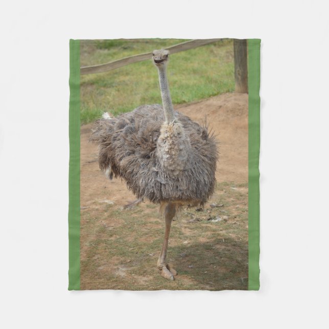 Polaire Émeu heureux se tenant sur une couverture de jambe (Devant)