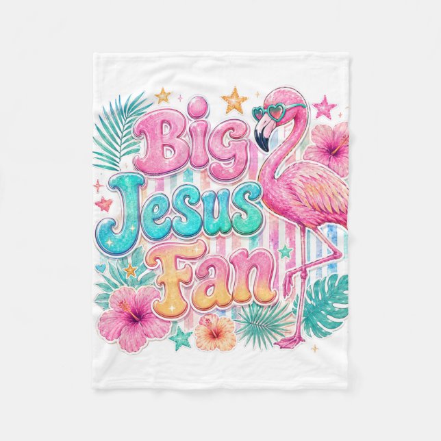 Polaire Fan de Jésus avec couverture flamant rose  (Devant)