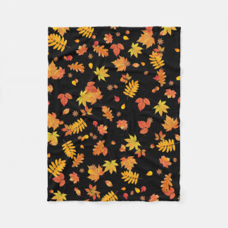 Polaire Feuilles d'automne (Noir) Toison Jetée couverture