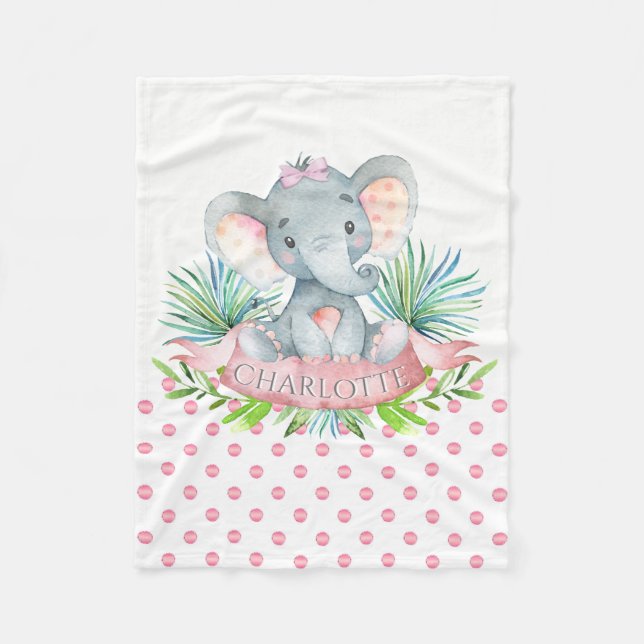 Polaire Filles Eléphant Personnalisé Couverture bébé (Devant)