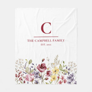 Polaire Fleur sauvage Famille Monogramme Lancer couverture