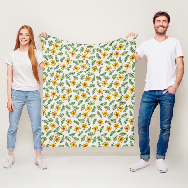 Polaire Fleurs de printemps Jaunes Couverture Motif de cam (En situation)
