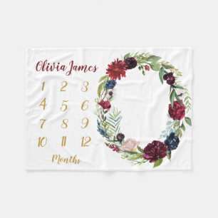 Polaire Floral Baby Girl Milestone mensuelle couverture bé