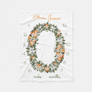 Polaire Florida Orange Baby Milestone mensuelle couverture