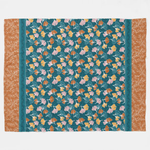 Polaire Ginkgos sur Ocean Blue avec couverture en terre cu
