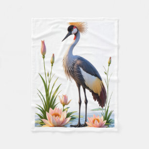Polaire Grue couronnée et couverture de lotus