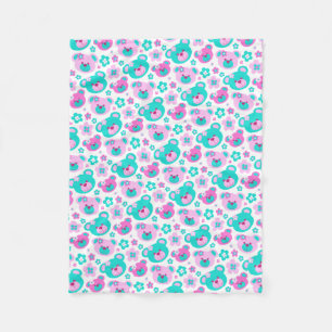 Polaire L'ours de nounours fleurit la couverture rose