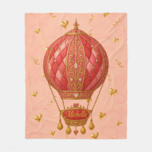Polaire Michelle Couverture Personnalisée Ballon Coeur Ros