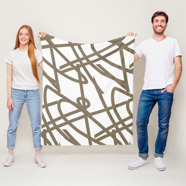 Polaire Minimalisme Abstrait Lignes Chocolat Couverture Bl (En situation)