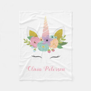 Polaire Monogramme rose licorne cadeau fille   Couverture 