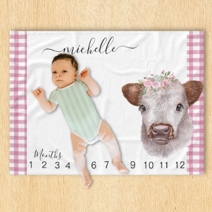 Polaire Nouvelle couverture de bébé de vache Highland rose