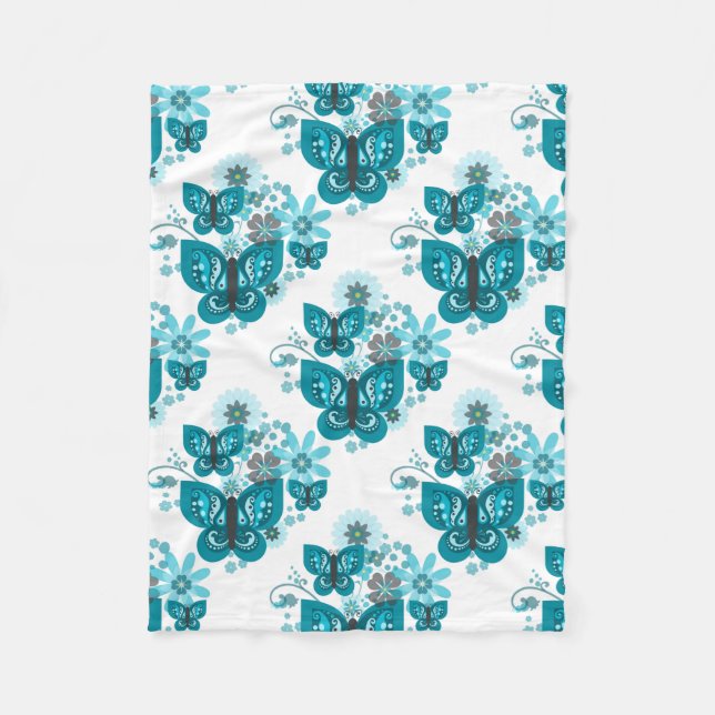Polaire Papillons et couverture d'ouatine de fleurs (Devant)