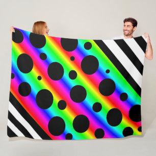 Polaire Pois arc-en-ciel et noirs et couverture de rayures