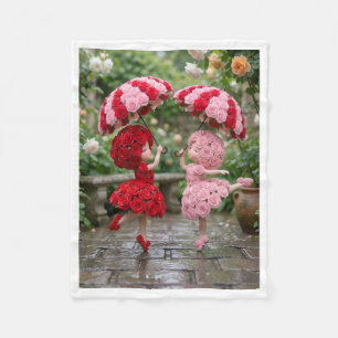Polaire Poupées en rose avec couverture à parapluies
