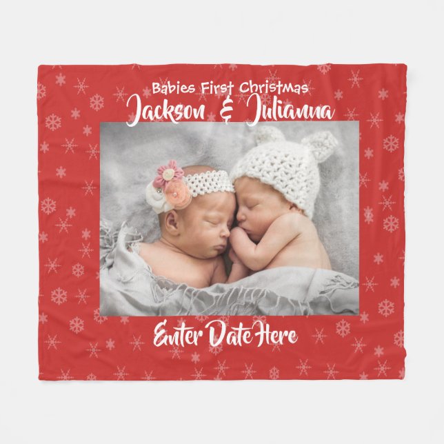 Polaire Premier Noël de bébés - couverture faite sur (Devant (Horizontal))