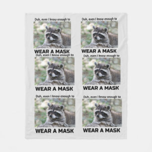 Polaire Raccoon Covid demander une couverture Masque Blanc