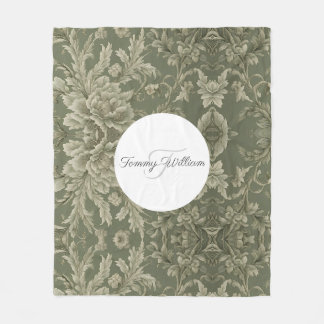 Polaire Sage Green Flora Élégante couverture Sherpa