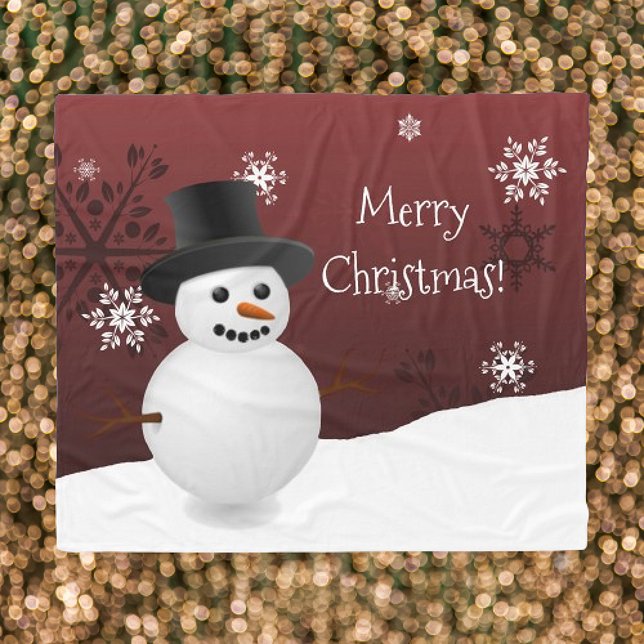 Polaire Scene rouge hiver Snowman couverture de Noël (Red Snowman Winter Scene Christmas Fleece Blanket)