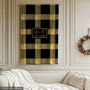 Polaire Tendance Luxueux Noir Or Moderne Plaid Couverture
