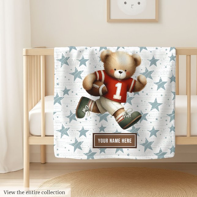 Polaire Une couverture de football américain pour le cadea (Custom teddy bear football blanket, perfect boy birthday gift and keepsake for years.)
