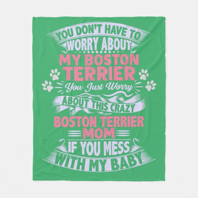 Polaire Une couverture en toison "Boston Terrier". (Devant)