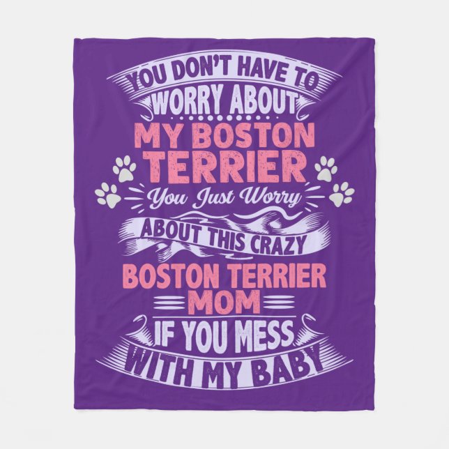 Polaire Une couverture en toison "Boston Terrier". (Devant)